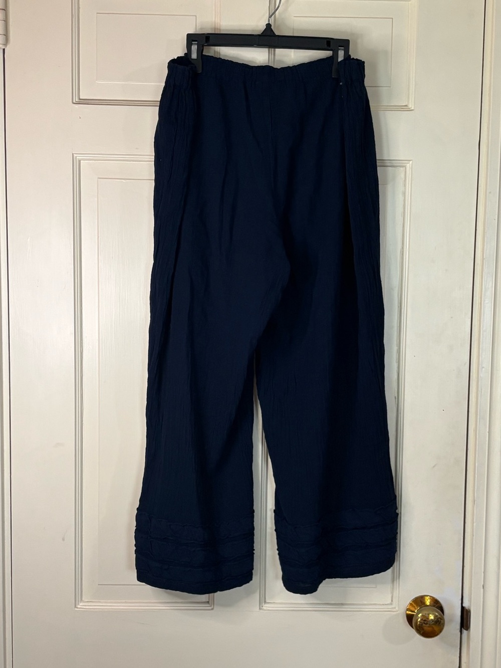 Oh My Gauze Blue Cotton Gauze Wide Leg Cropped Pants Womens Size 2 Lagenlook - Picture 5 of 8